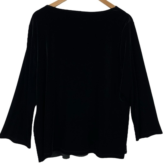Chico’s Traveler’s Women’s Plus-Sized Black Velour Velvet Embellished Top 20/22 - Picture 2 of 8